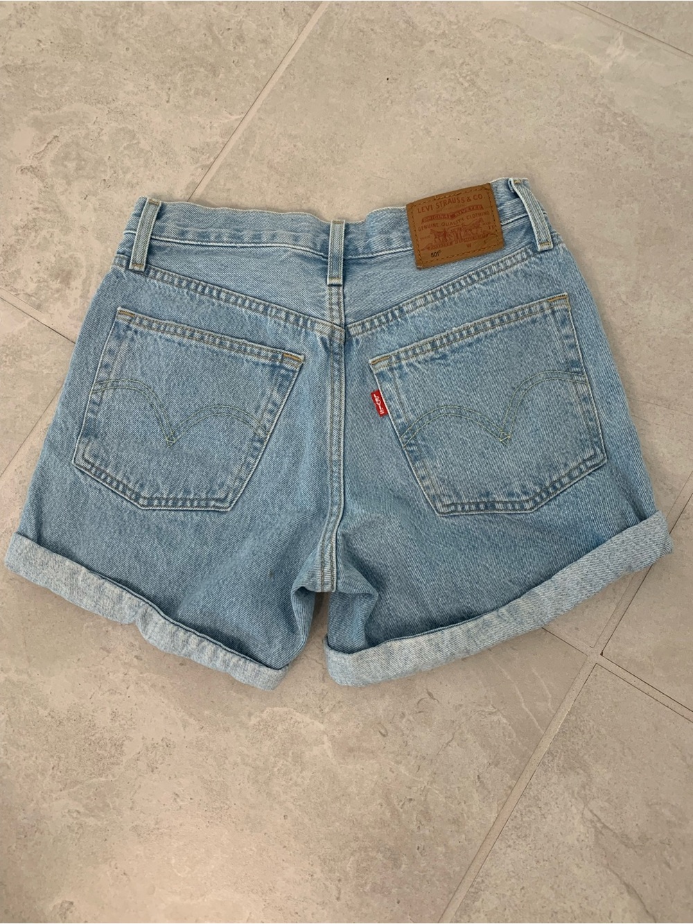 Levi's Light Wash Rolled Hem Denim Shorts